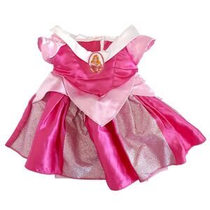 Build A Bear Disney Princess Aurora Satin Gown Pink Teddy Bear Dress Up Costume